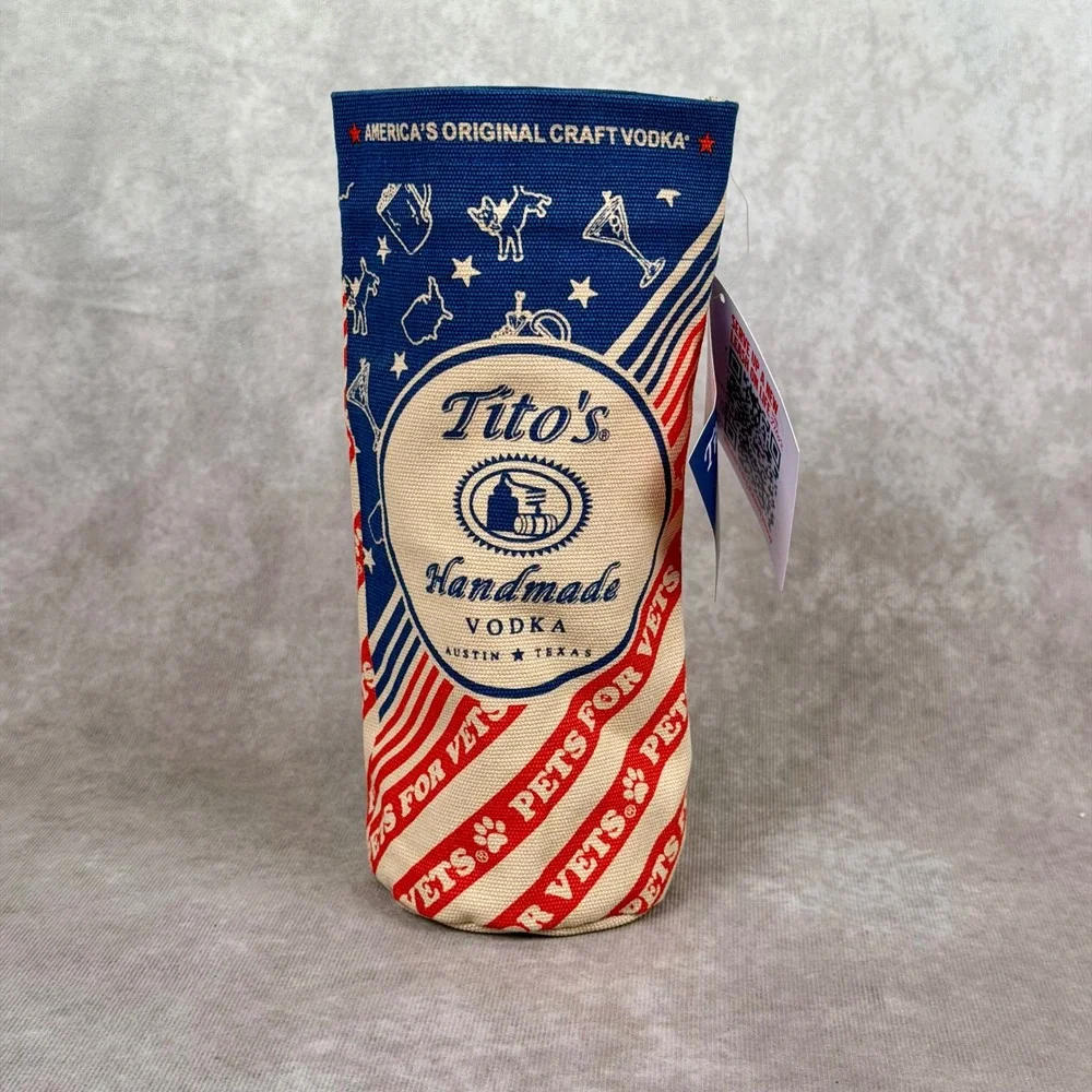 Tito's Handmade Vodka For Dog People Pets For Vets Canvas Bottle Gift Bag 3 Pack